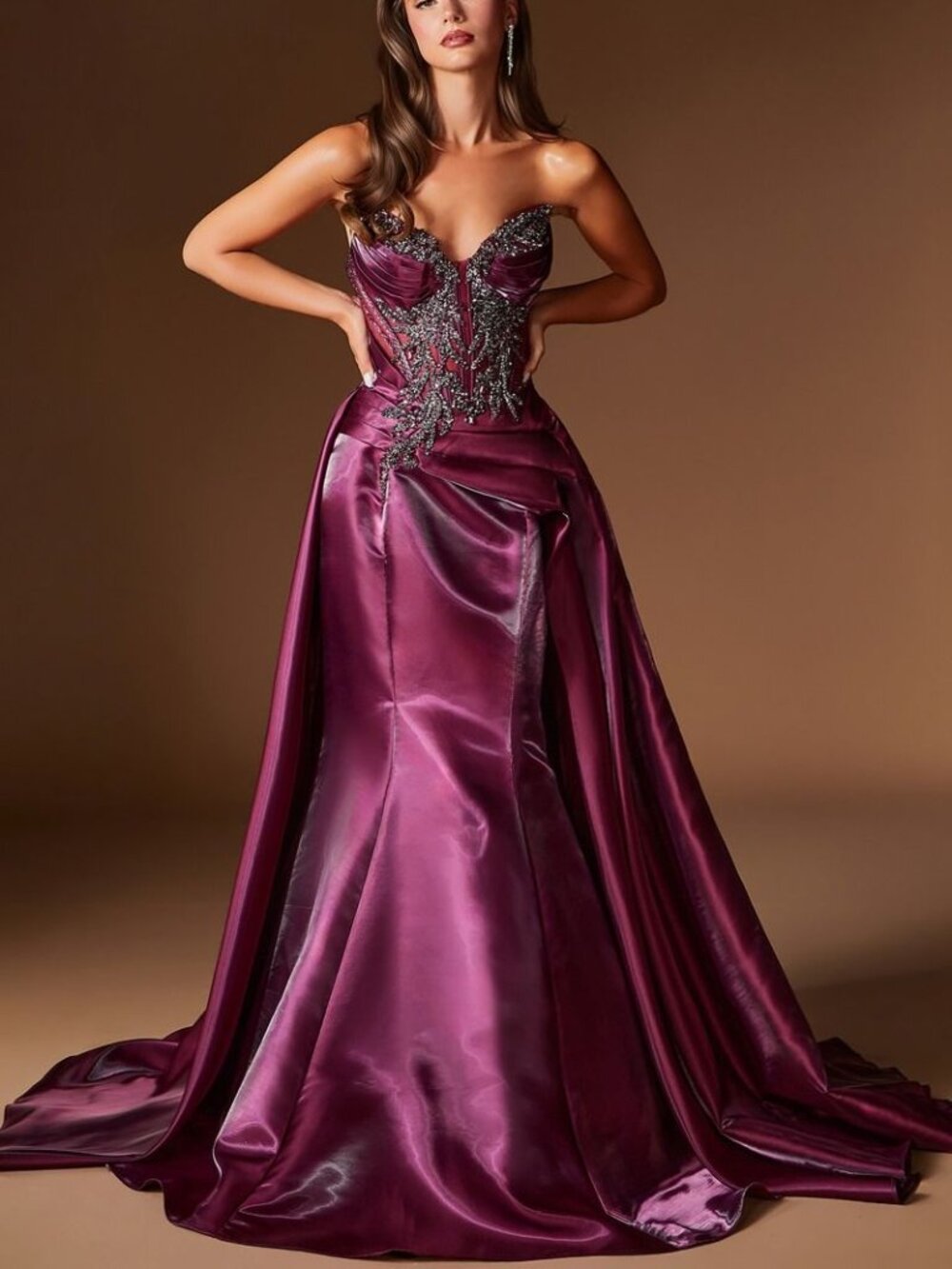 NEW LONG FITTED PLUM PURPLE MERMAID DRESS. LACE UP CORSET BACK FORMAL PARTY